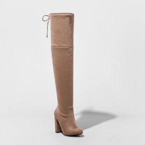 Over the knee suede heel boots